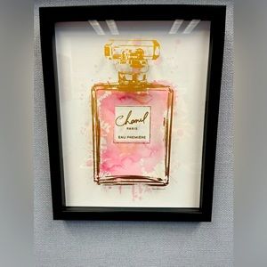 Chanel Framed  glass Art, Pink